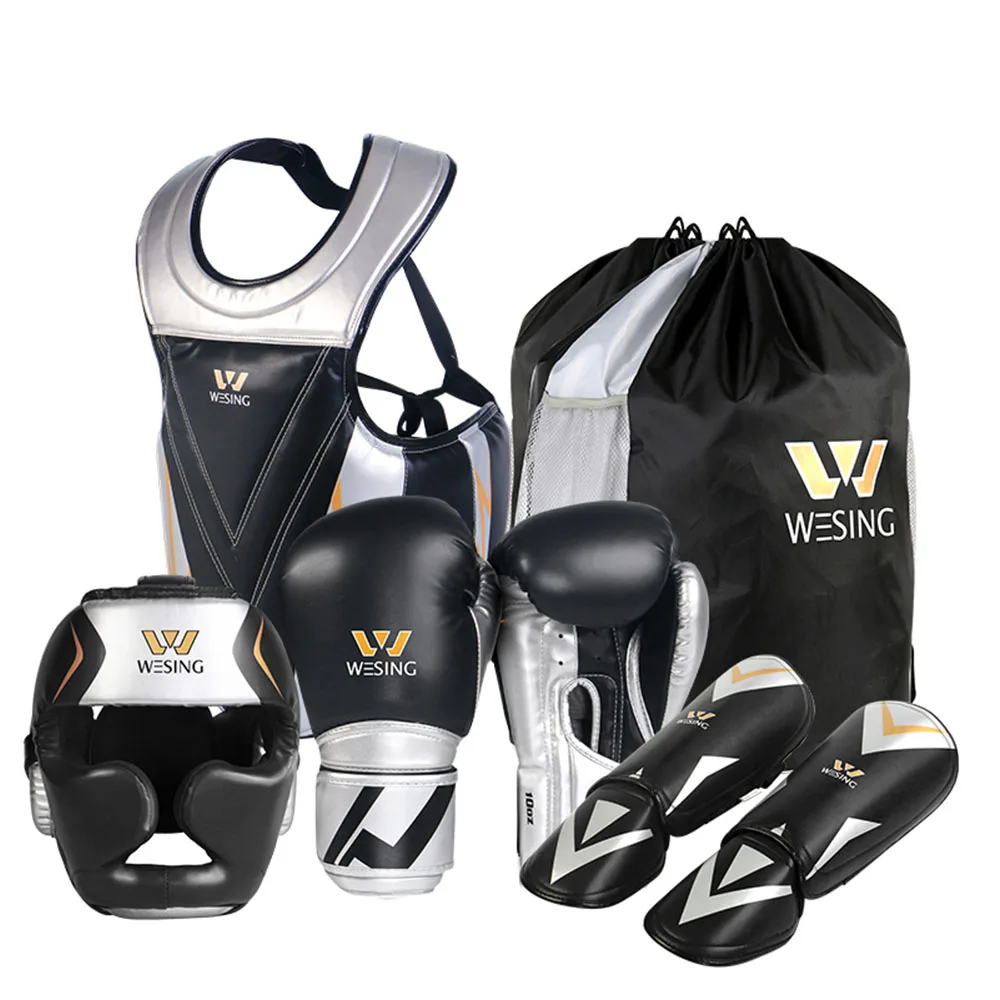 Wesing Boxing Protective Gear for Men Women Set Sanda Kickboxing Gear MMA Muay Thai Boxing Equipment 5pcs Set