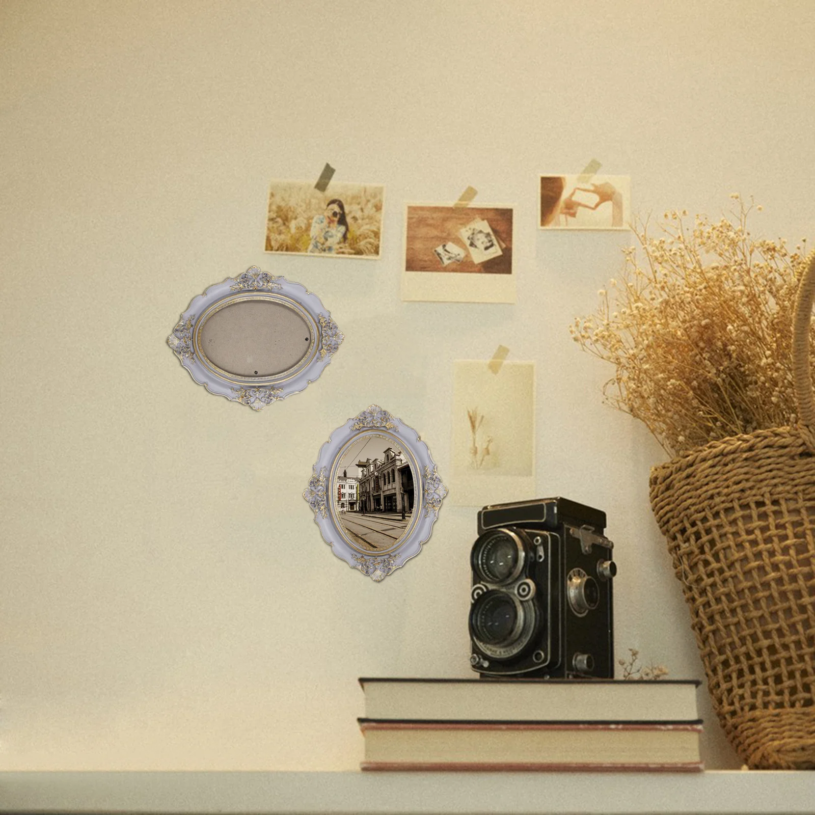 

1pc Oval Vintage Photo European Style Picture Desk Photo Frame For Wall Tabletop Display Decorative Desk Frame