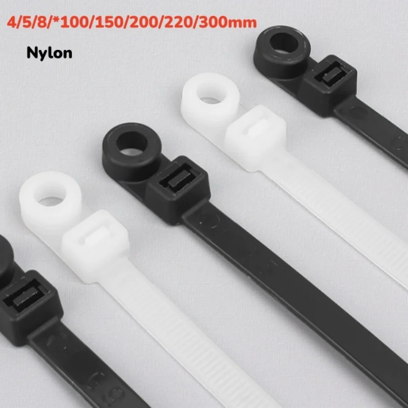 Nylon Cable Tie 4/5/8/*100/150/200/220/300mm Plastic Nylon Tie Screw Mount Hole Fixed Wrap Bundle Tie Straps