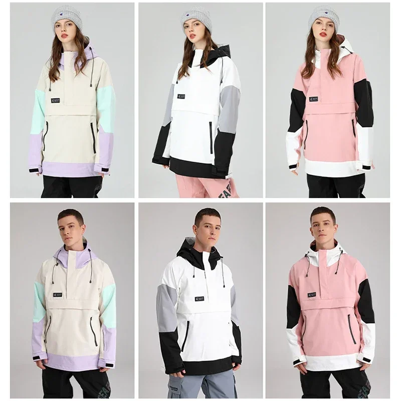 Snow Coats 2025 Windproof Hooded Tracksuit Woman Sports Skiing Jackets Men Winter Female Outerwear Mountain Outdoor Ski Clothing