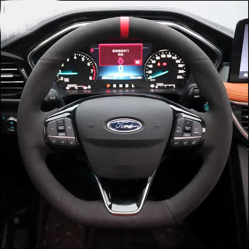 

Для Ford Focus Fiesta Kuga Puma Escape (ST | ST-Line) 2017-2024 Сшитый вручную замшевый износостойкий чехол на руль автомобиля