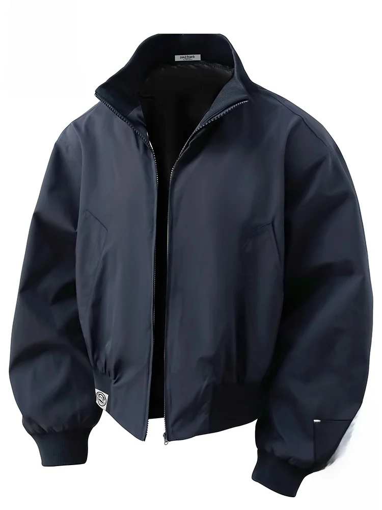 

PaulFrank Monkey Loose Fit Casual Jaet Men's Autumn Sle Zipper Closure Long Sve Polyester Fiber Faionable Outerwear