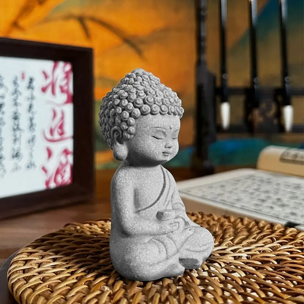 Home Decoration Sandstone Aquarium Buddha Statues Cute Serviceable Buddha Statue Mini DIY Buddha Tea Pet Car Dashboard