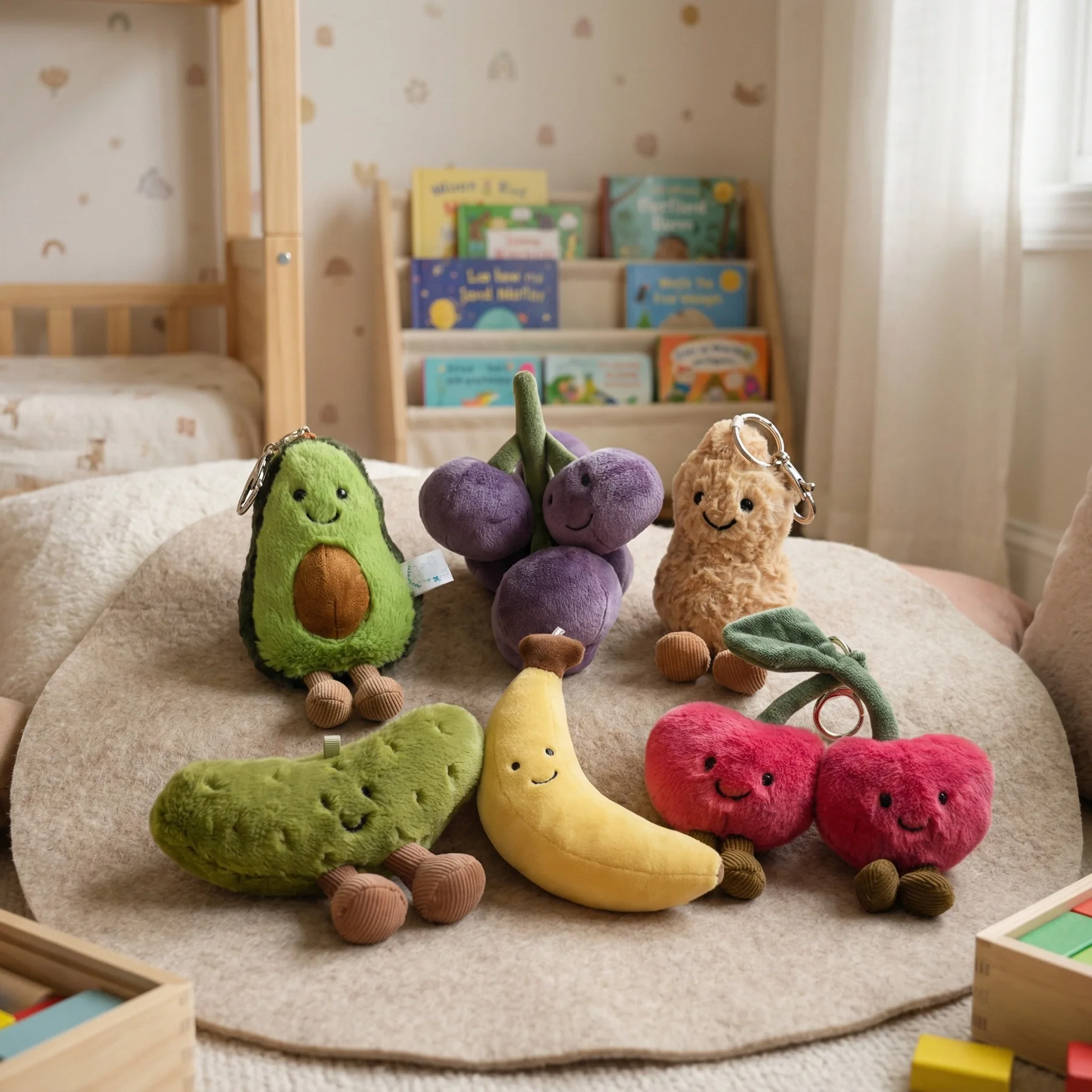 

Мягкая плюшевая подвеска JC Kawaii в форме вишни, забавная игрушка-фрукт для детей, уютный овощной брелок, подарок на Рождество и день рождения, украшение для сумки