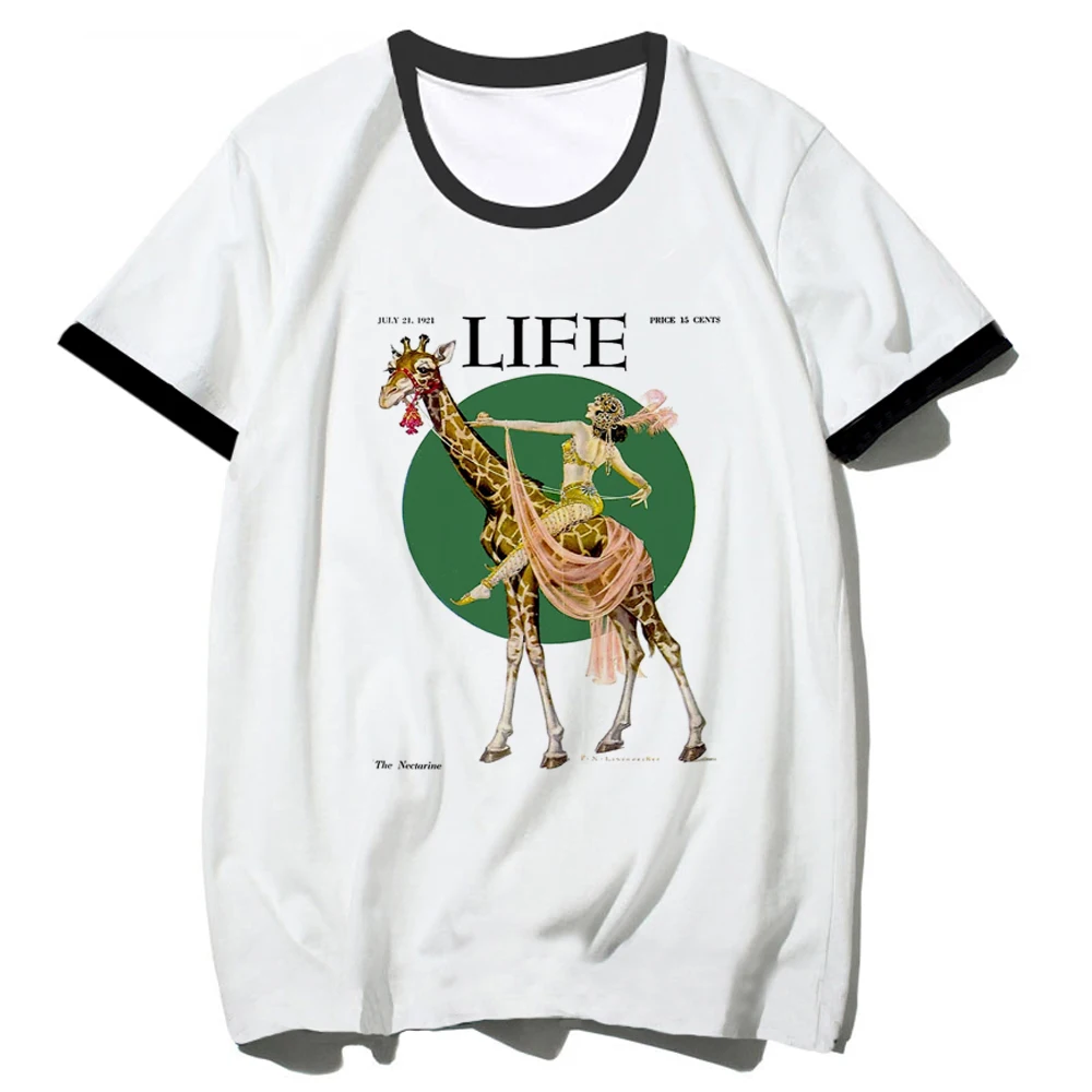 

Giraffe Tee women graphic comic summer Tee girl 2000s Japanese clothing