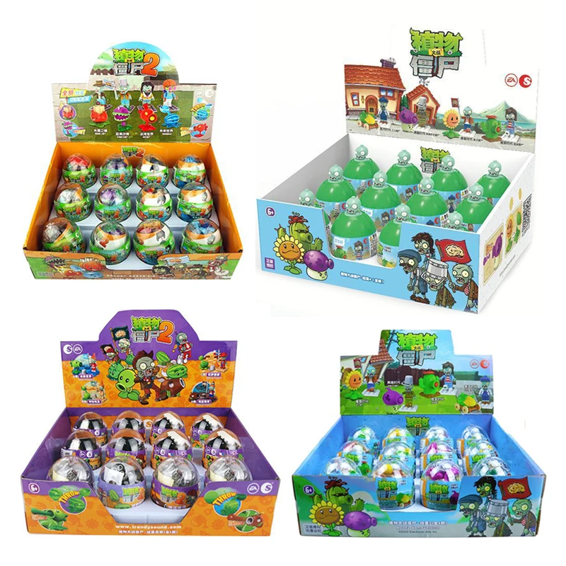 Plants vs. Zombies 4styles building blocks Surprise Toy Capsule Assembly Animation Model Figure Doll Child Birthday Toys Gifts