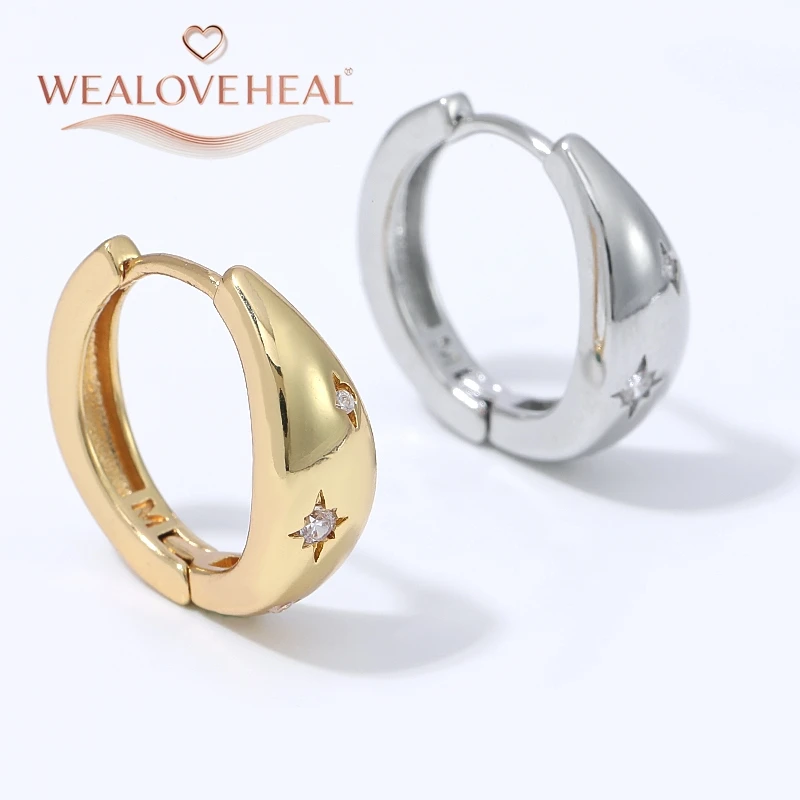 18K vergoldete Messing-Ohrringe im französischen Vintage-Stil mit Wassertropfen-Design für Damen, 8-zackiger Stern aus Zirkonia, für den täglichen Gebrauch, Partygeschenk – Detail 16