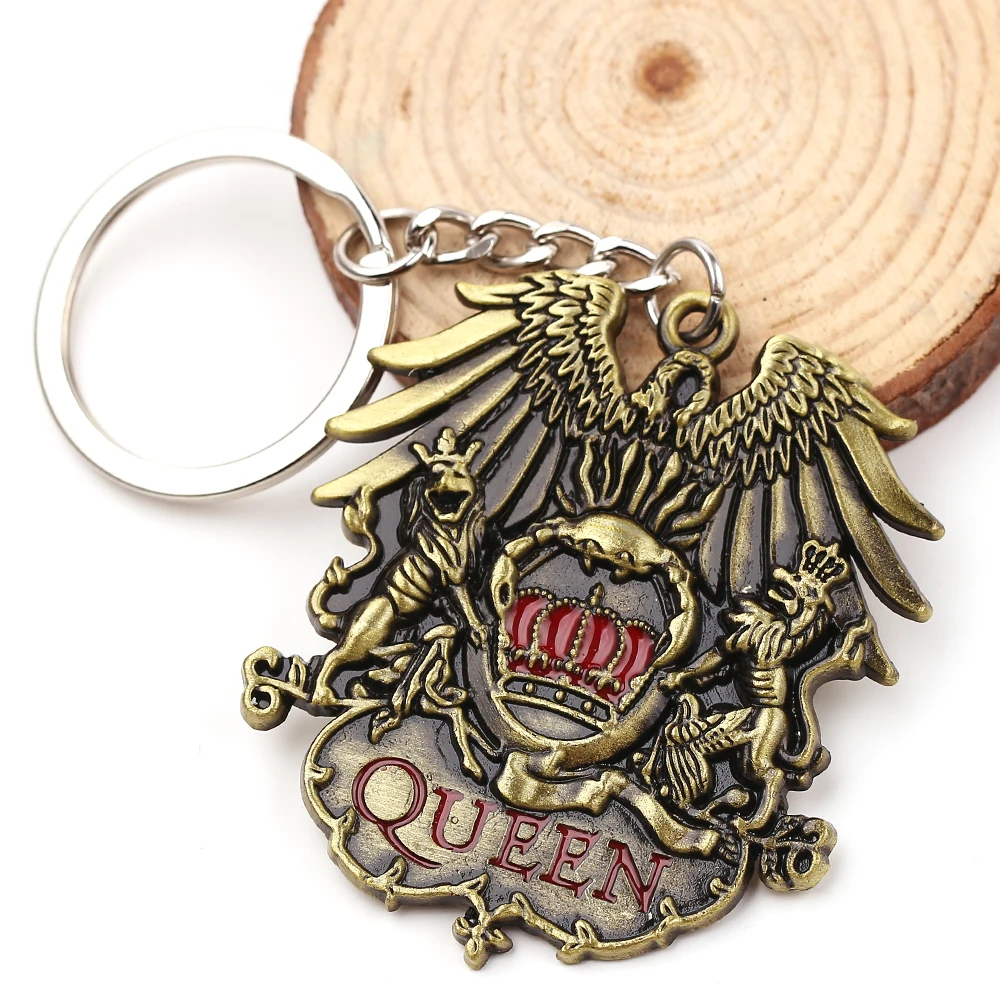 Queen Band Medal Keychain Cool Retro Rock Band Lion Eagle Special Key Ring for Men Women Fans Backpack Wallet Hanging Jewelry