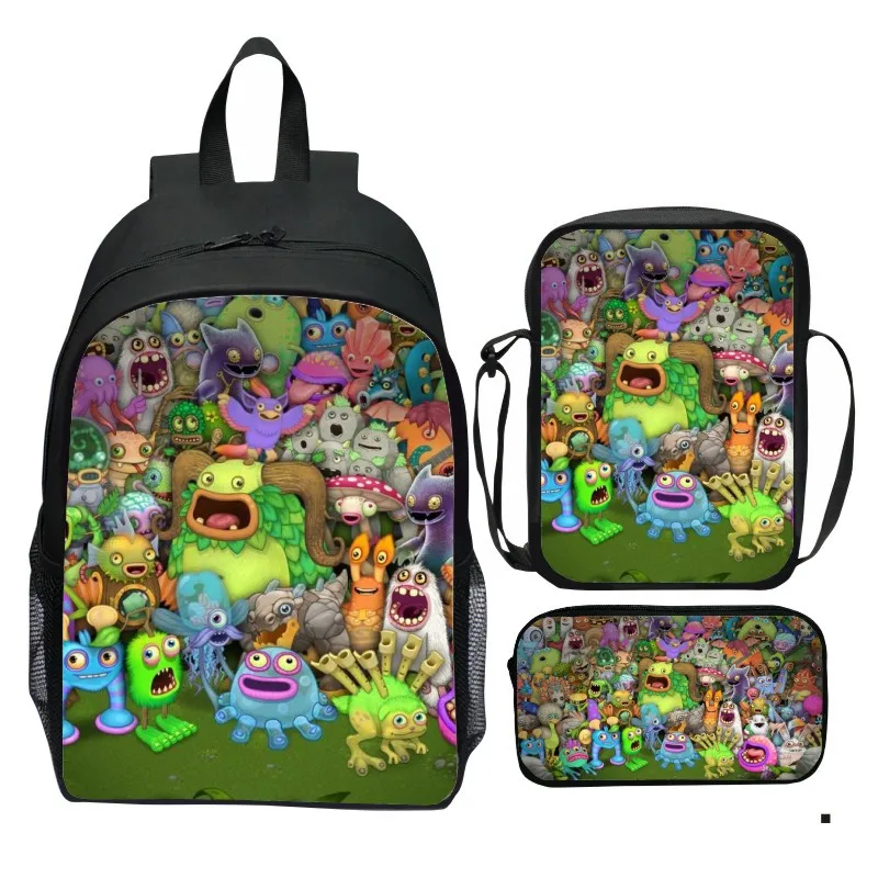 Monster Chorus My Singing Monster Three Piece Set Backpack Cartoon Student Backpack Shoulder Bag Pen Bag
