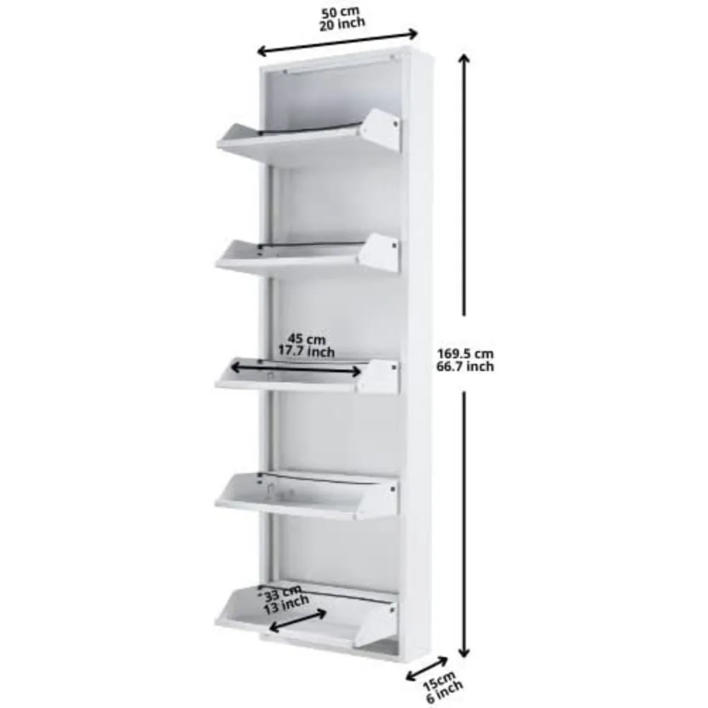 خزانة أحذية ذات درج قابل للطي، منظم تخزين، رف أحذية قائم بذاته، بدون تجميع مثبت على الحائط (رمادي، 5 أدراج) #6