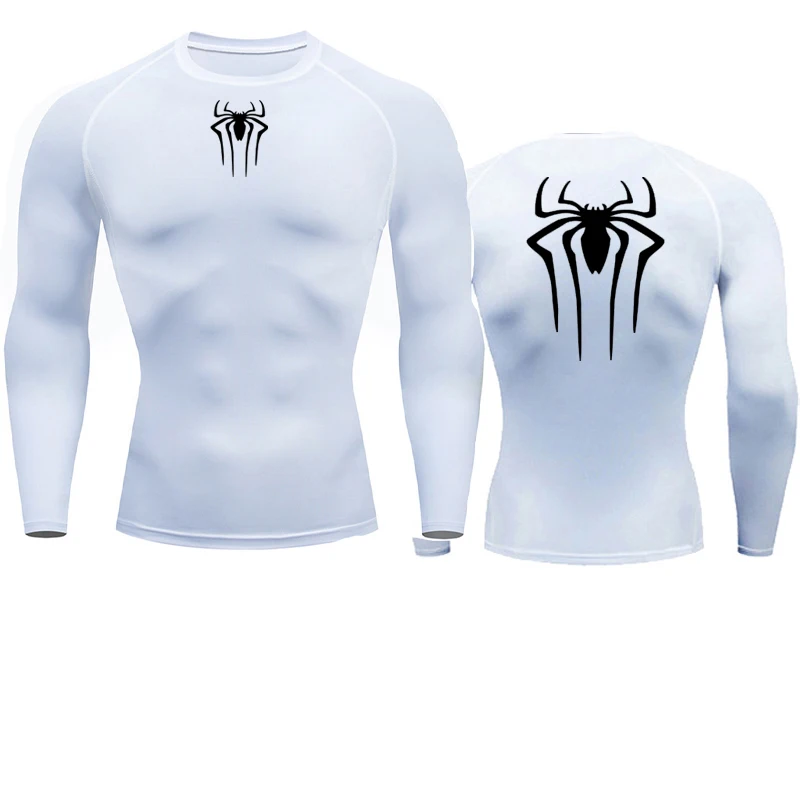 Camiseta masculina de segunda pele correndo, esportes de proteção solar Fitness Rashgarda, mangas compridas MMA, camisa de compressão, roupas de