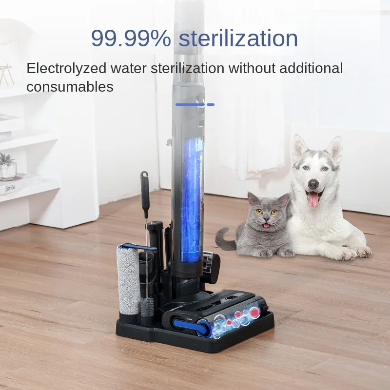 Household flat lying smart washing suction and drag integrated multi-function hot drying sweeping mite removal vacuum cleaner
