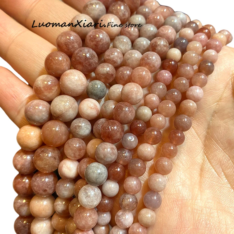 

Натуральный камень 6/8/10 мм, солнечный камень, халцедон, свободные круглые бусины-разделители для изготовления ювелирных изделий, браслет, подвески, аксессуары 15 дюймов
