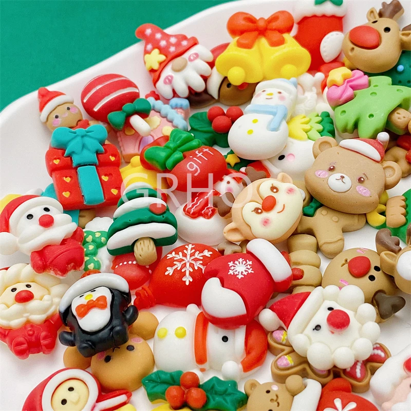 10/20/30/50pcs Christmas Flatback Cabochons Scrapbooking Diary Decorating Christmas Crafts Materials Cell Phone Accessories