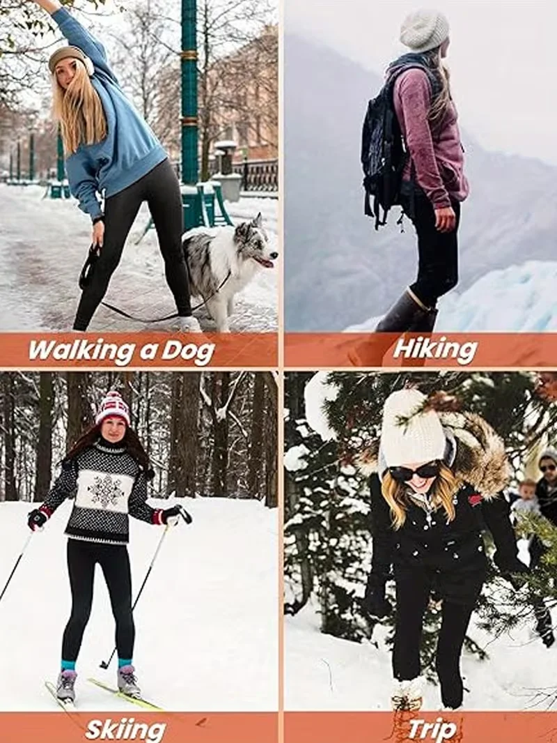 سراويل يوجا من الصوف السميك الناعم للنساء بخصر متقاطع وخصر على شكل حرف V للتحكم في البطن - لباس ضيق للتخسيس والجري الحراري، جينز (جديد)