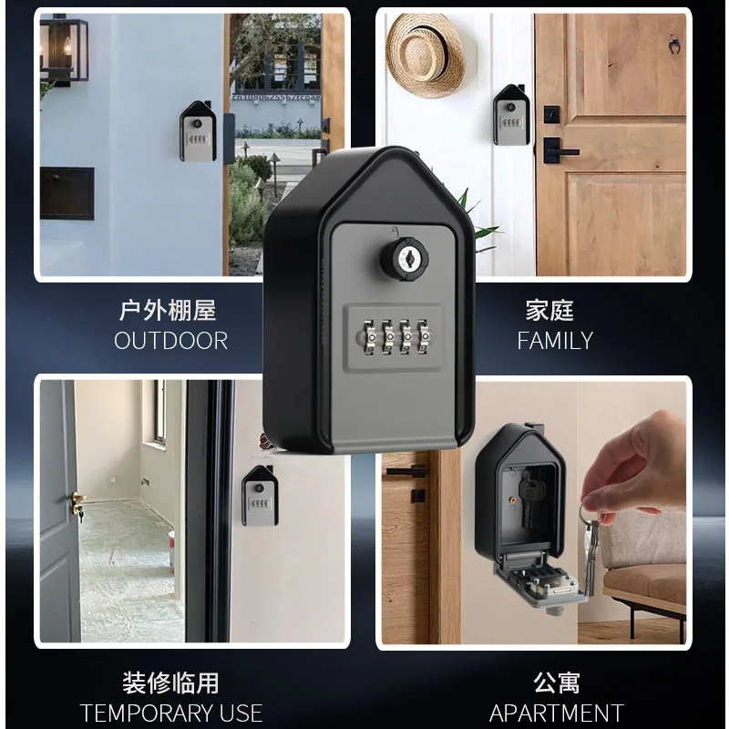 Key Lock Box for Outside Keybox Wall Mounted Key Safe Box Weatherproof 4 Digit Combination Capacity Lockbox for key hiders