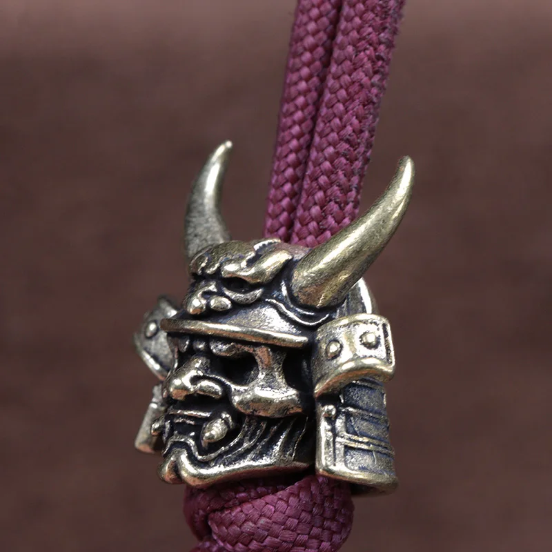 Shogun Japenese Samurai Brass Knife Bead Warrior EDC DIY Paracord Woven Bracelet Lanyard Pendant Accessory Outdoor Tool Hangings view 4