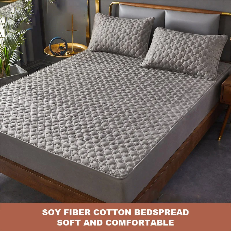 

3 шт. соевое стеганое постельное белье и наволочки комплект постельного белья большого размера мягкий утолщенный теплый глубокий Карманный наматрасник защитный чехол