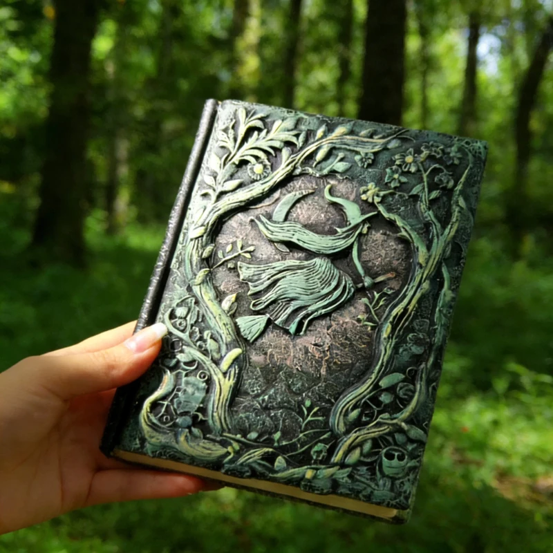 a5-three-dimensional-resin-witch-handbook-retro-relief-notebook-hardcover-diary-birthday-gift-for-friends-and-classmates