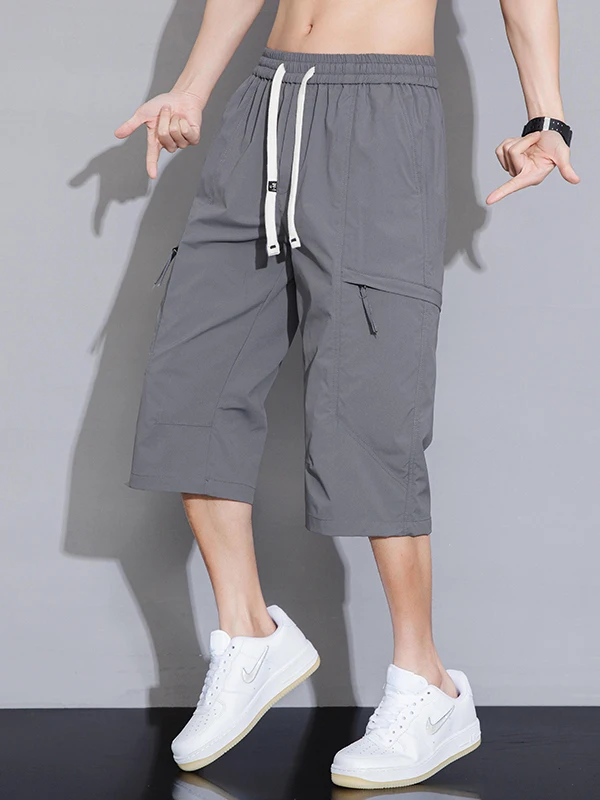 

Мужские спортивные брюки из ледяного шелка, летние, быстросохнущие, свободного прямого кроя, для студентов, модные, новинка 2025 года