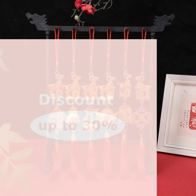 [Chinese New Year 2027 Goat Hanging Ornaments Gold Lucky Design Red Tassels For Spring Festival Home Wall Decor]