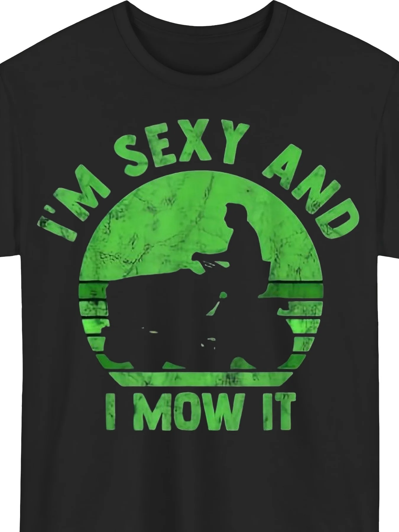 Unisex Heavyweight 220 Pure Cotton T-Shirt - Retro I'M Sexy, I Mow the Lawn Print T-Shirt, Plus Size Black, Suitable as a Gardening Gift, Casual Short Sleeve Shirt for Lawn Care Enthusiasts