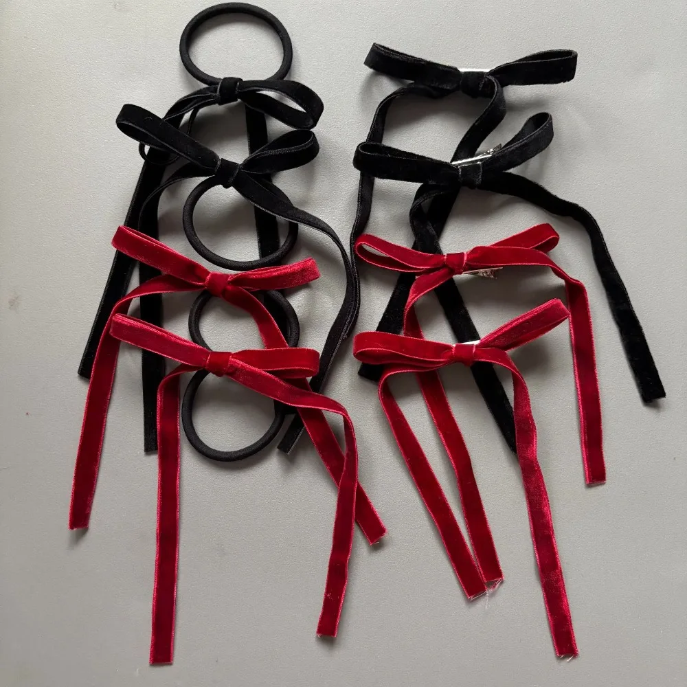 

Эластичные резинки для волос Sweet Velvet с черным бантом в балетном стиле, резинка для хвоста, женская