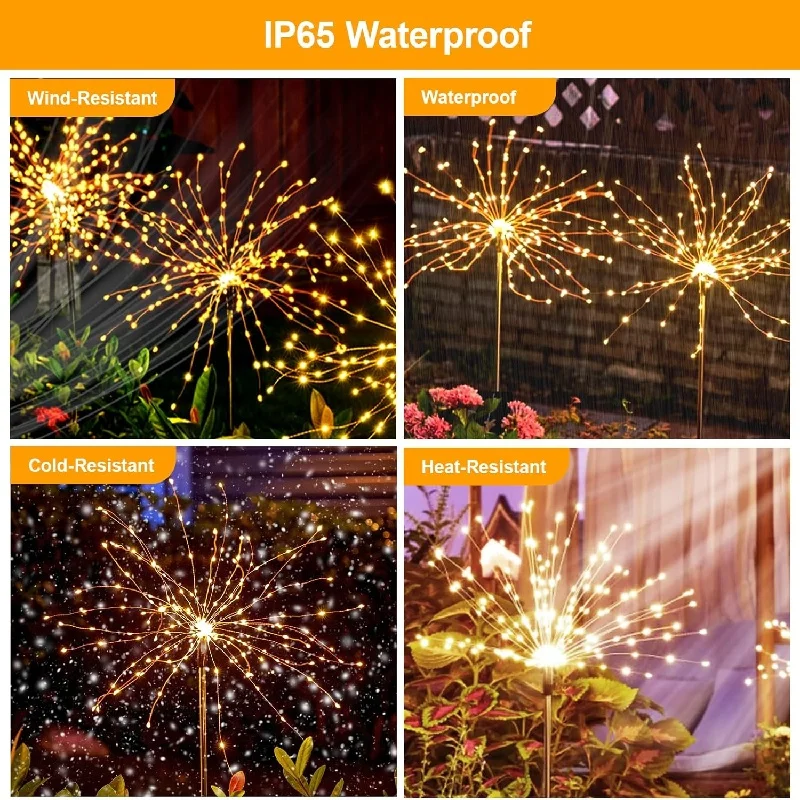 

Solar LED Pathway Lights Outdoor Waterproof Garden Decor Firework Fairy Solar Lawn Lamps for Patio Walkway Yard Lighting