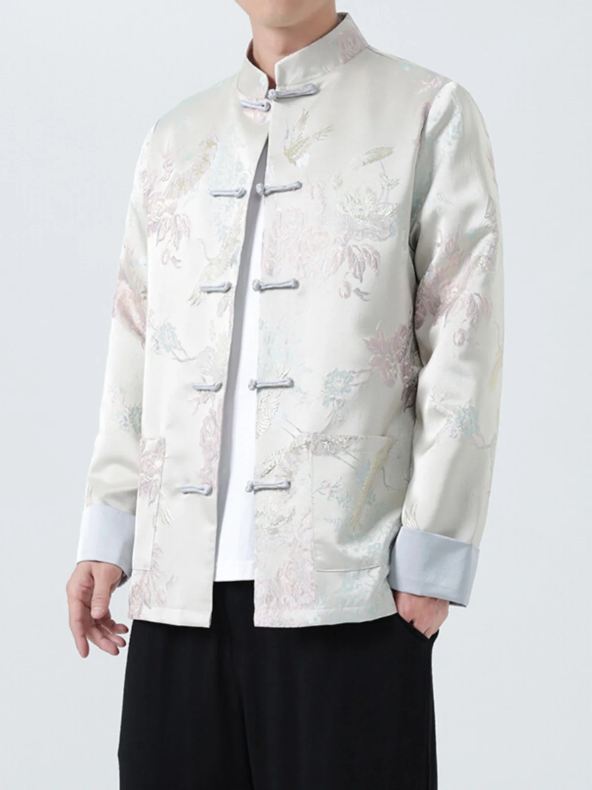 

Ретро вышитый мужской костюм на пуговицах Jaet, свободный мужской костюм Zhongan, новый китайский свободный крой, длинный све, молодежный Jaet