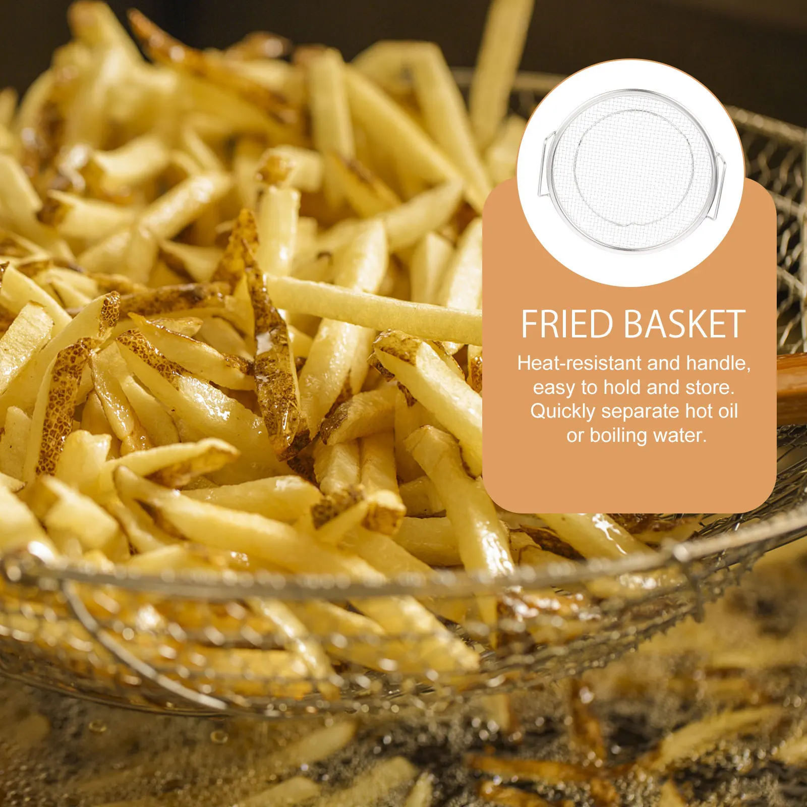 

Stainless Steel Frying Basket Oil Residue Filter Mesh Colander Strainer Multipurpose Kitchen Frying Tool Snack Storage Holder