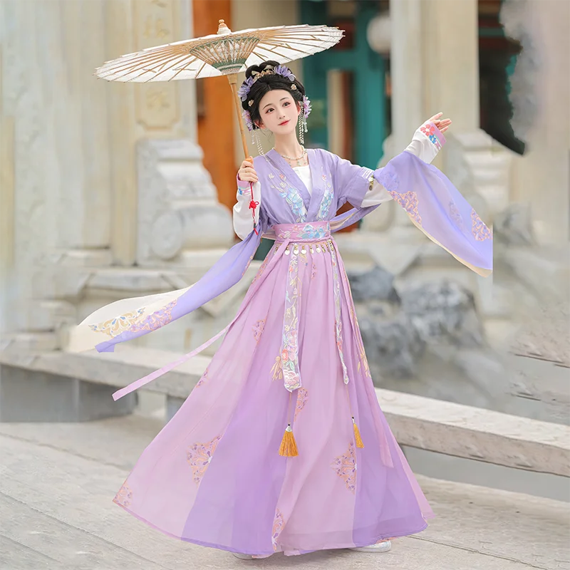 Chinese Original Hanfu Female Tang Waist Length Tang Ru Skirt Chinese Style Daily Spring And Summer Chiffon Hanfu Set Dress