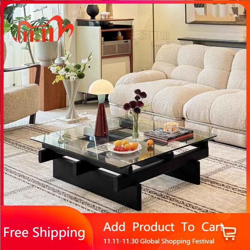 

Transparent Glass Coffee Table Modern Decoration Living Room Nordic Coffee Table Cheap Space Saving Mesa Auxiliar Home Furniture
