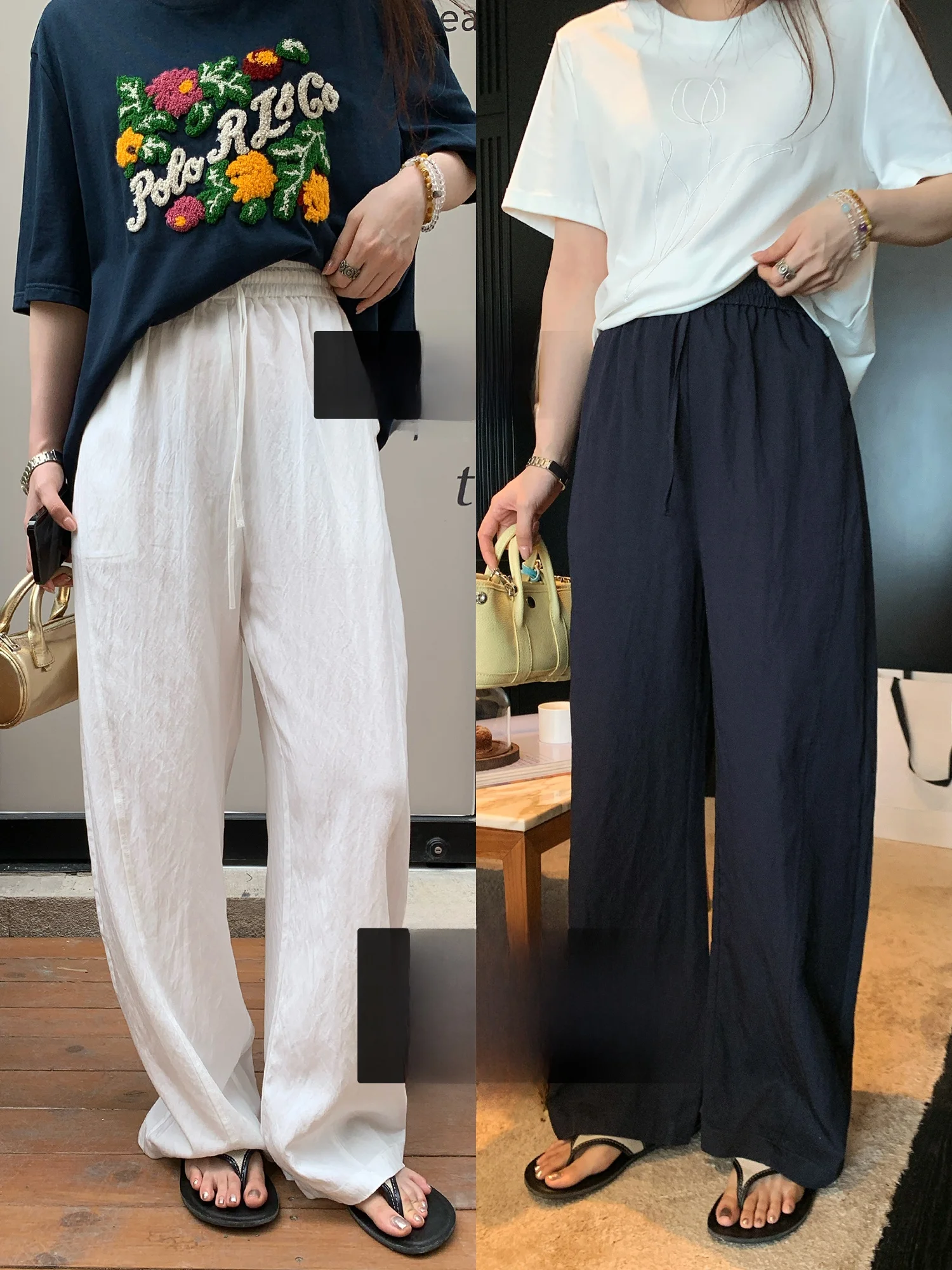 

Летние брюки NAZ больших размеров из вискозы и хлопка с высокой талией, тонкие, повседневные, прямого кроя, в корейском стиле, широкие брюки для женщин