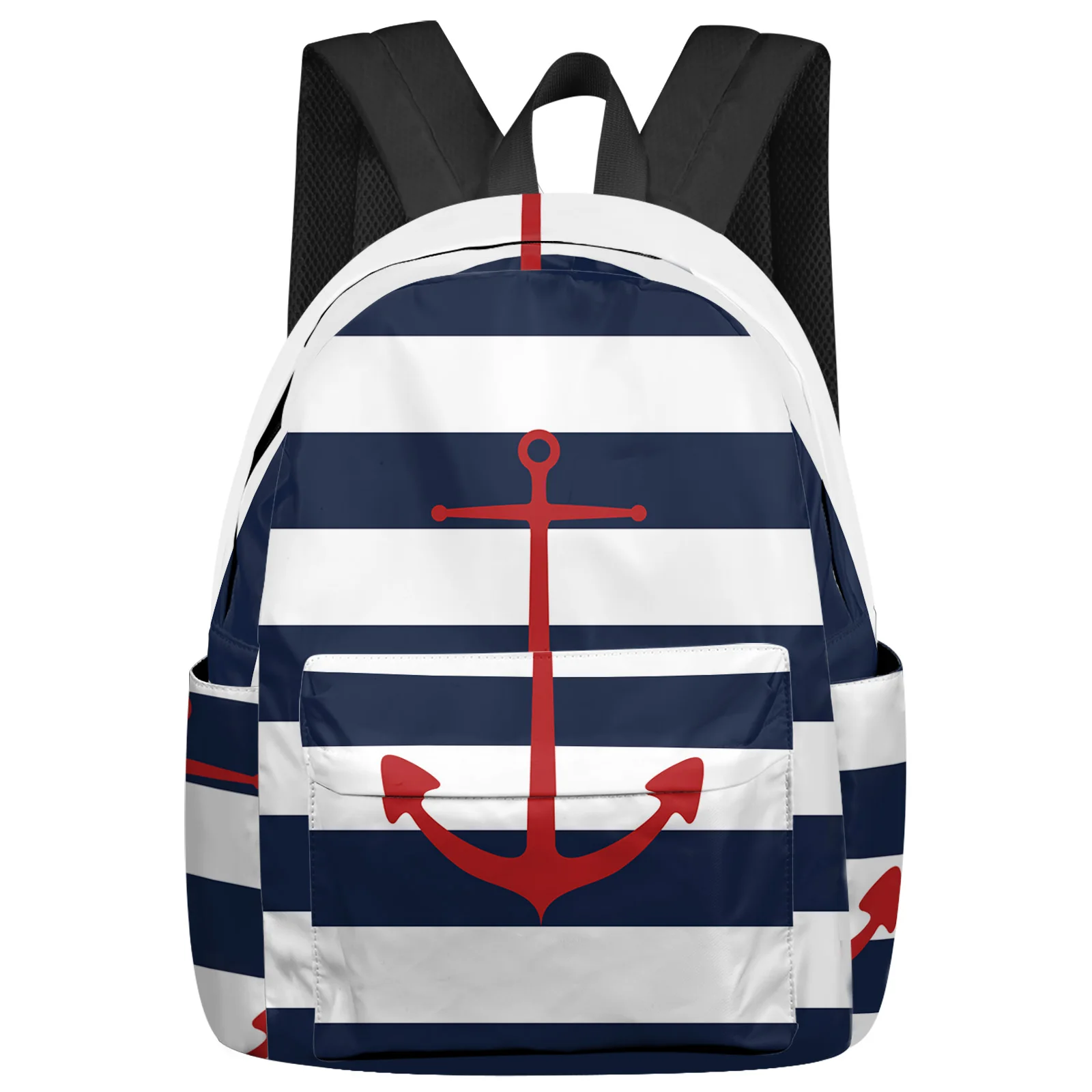 Geometric Blue Stripes Anchor Feminina Backpacks Teenagers Student School Bags Laptop Backpack Men Women Female Travel Mochila