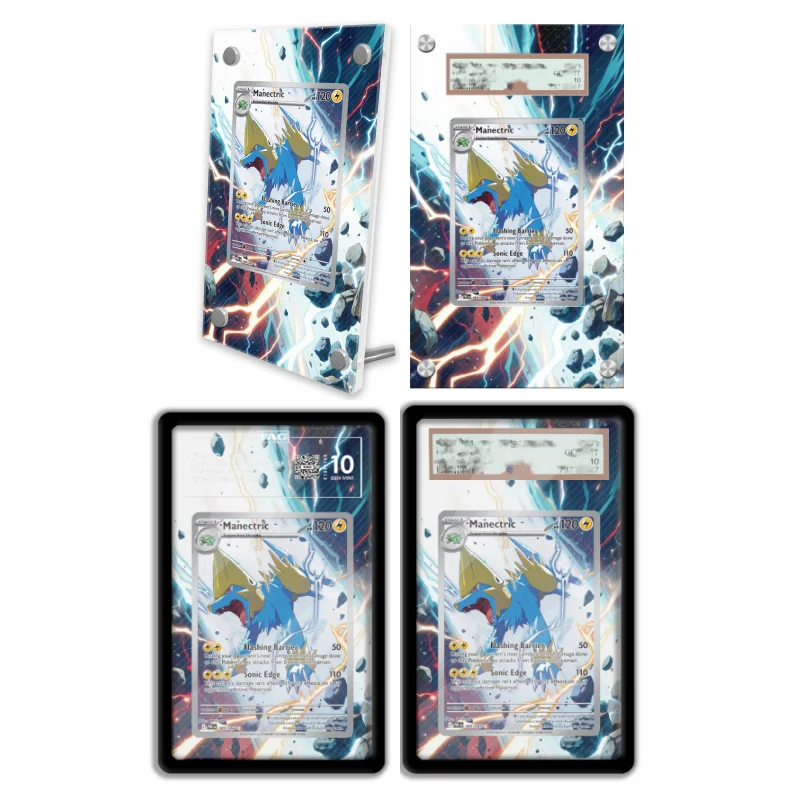 display-de-arte-anime-para-pokemon-manectric-estojo-protetor-de-acrilico-para-arte-de-jogo-de-anime-cor-preto-intenso-com-chaveiro-brinquedos-de-nivel-de-avaliacao