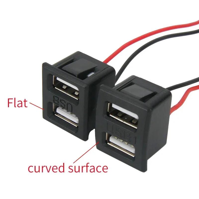 Double layer USB female base type-c socket a female USB lamp charging socket power socket with cable connector