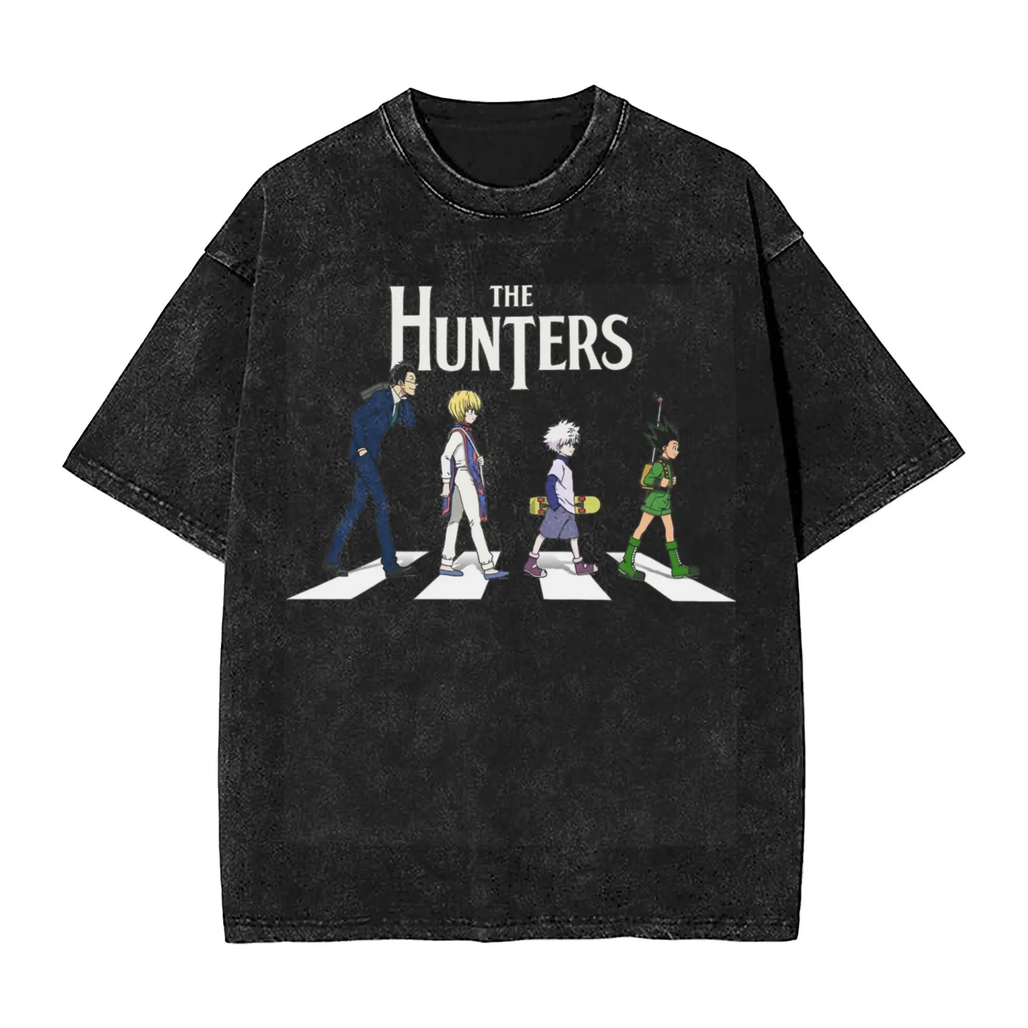 The Hunters HXH Kurapika Washed T Shirts Streetwear Hip Hop T-Shirt Anime Hunter X Hunter Tees Men Women 100% Cotton High Street