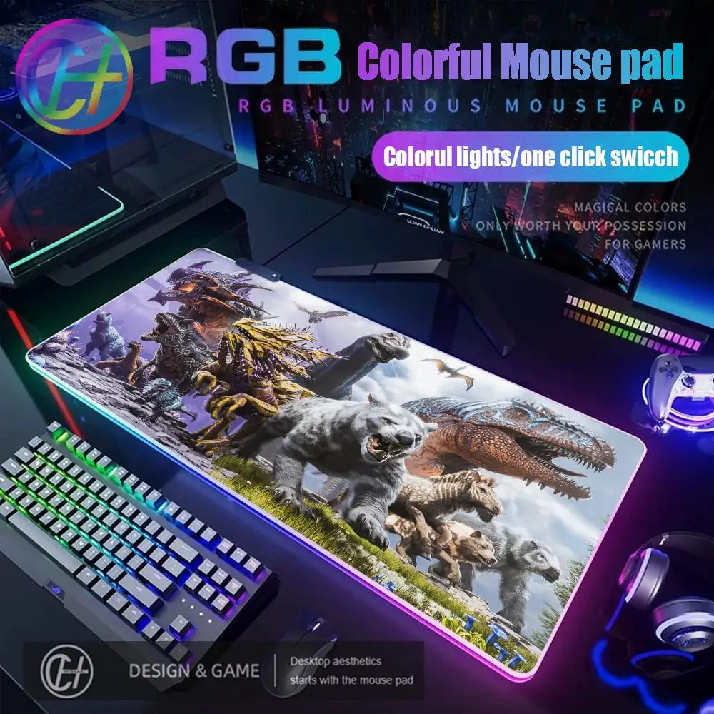 Ark Survival Evolved Mouse Pad RGB Gaming Mouse Pad Desk Mat HD Gamer Large LED Light XXL MousePads PC Computer Carpet