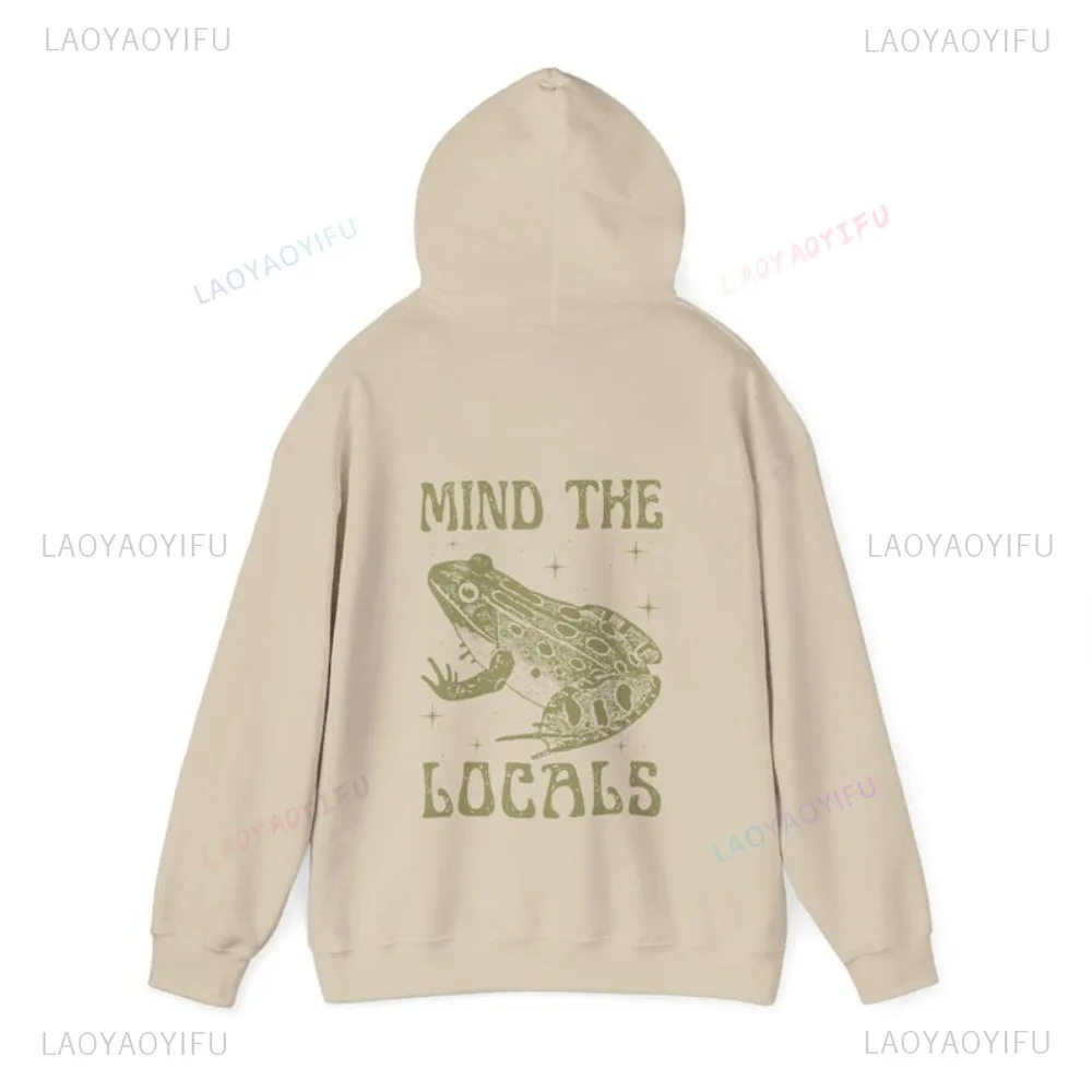 العقل المحلي مضحك الضفدع هوديي أعمال الله الحيوان الجرافيك المطبوعة رجل البلوز عارضة أزياء المتناثرة النساء الملابس #3