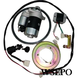 Electric Start Rebuild Kit(Incl. Starter Motor Regulator Rring Flywheel Gear) For 186F L100  9HP Air Cool Diesel Engine