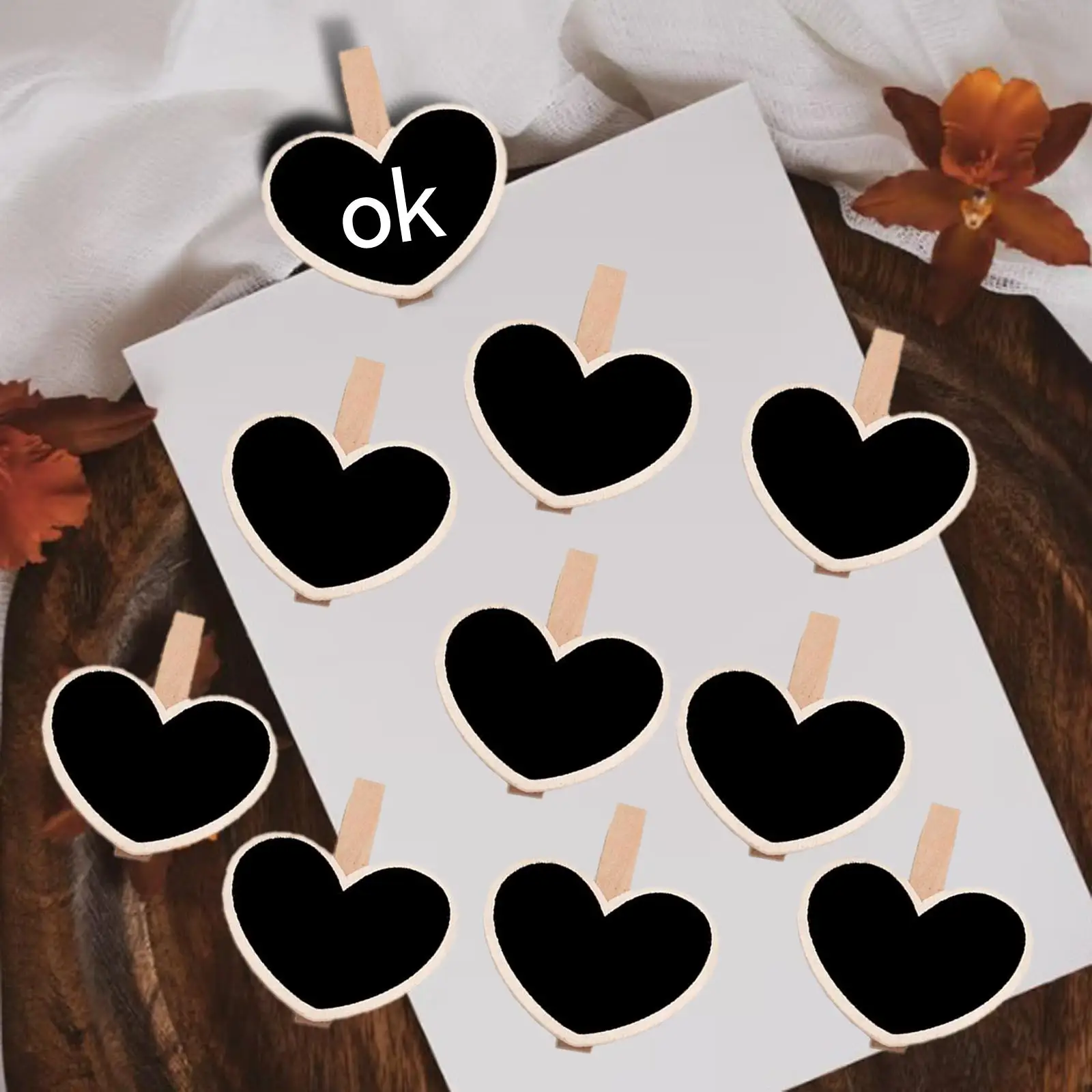 Tableau noir suspendu en bois, 10 pièces, Message, décor d'anniversaire