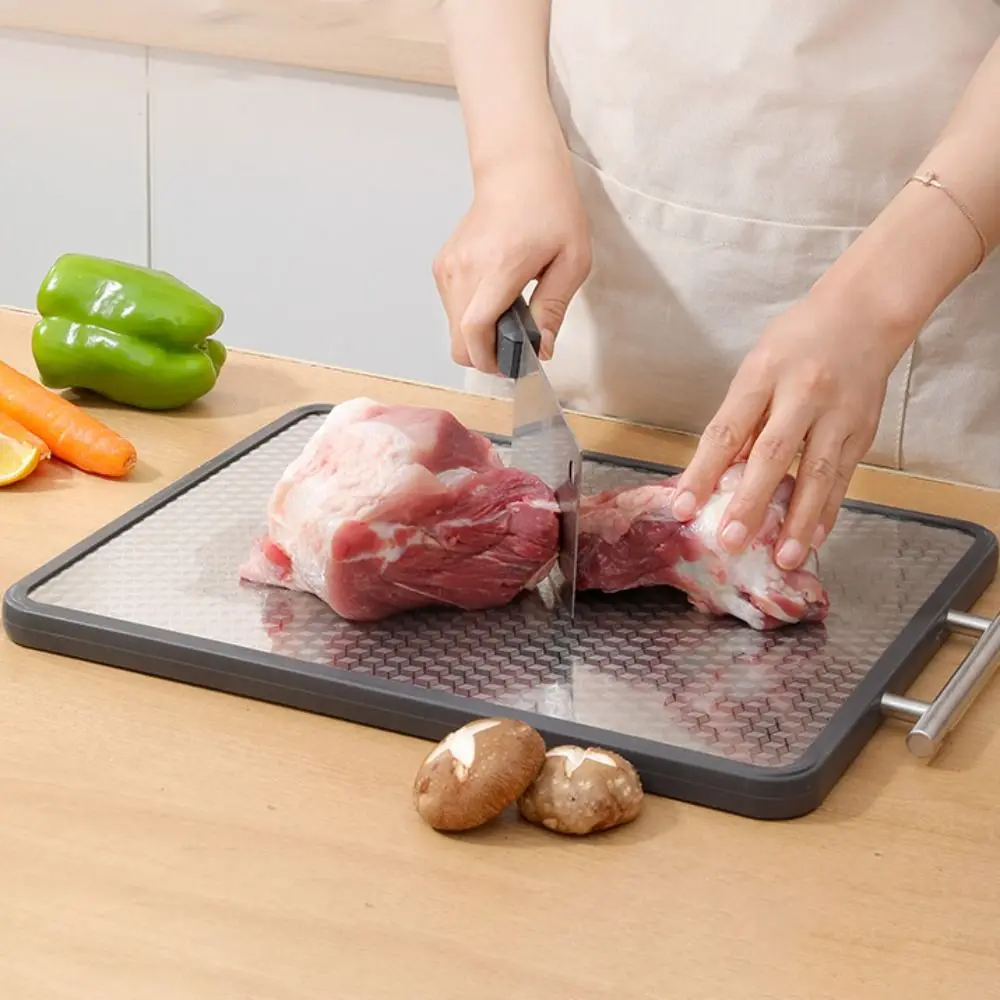 

Double Sided Use Stainless Steel Cutting Board Scratch Resistant Anti-Slip Meat Chopping Board Rectangular Mildew-resistant