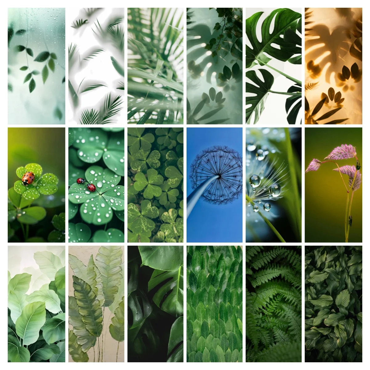 

3D Tropical Green Leaf Door Sticker Self Adhesive Removable Monstera Clover Door Wrap Peel and Stick Door Decal for Home Decor