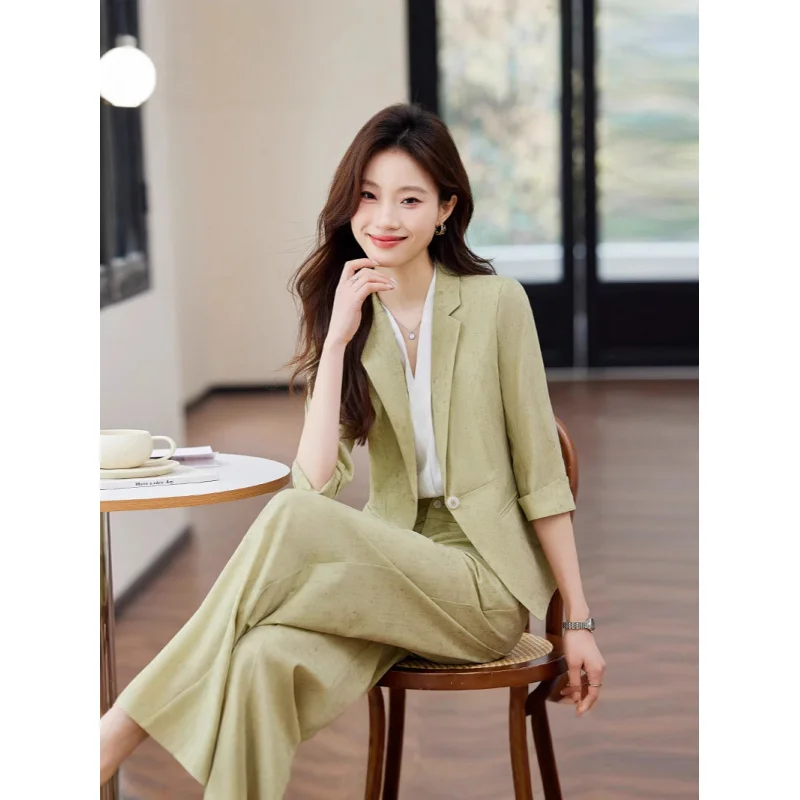 

Women's blazer suit2025Spring new high-end Korean-style elegant goddess casual suit professional women's pants set