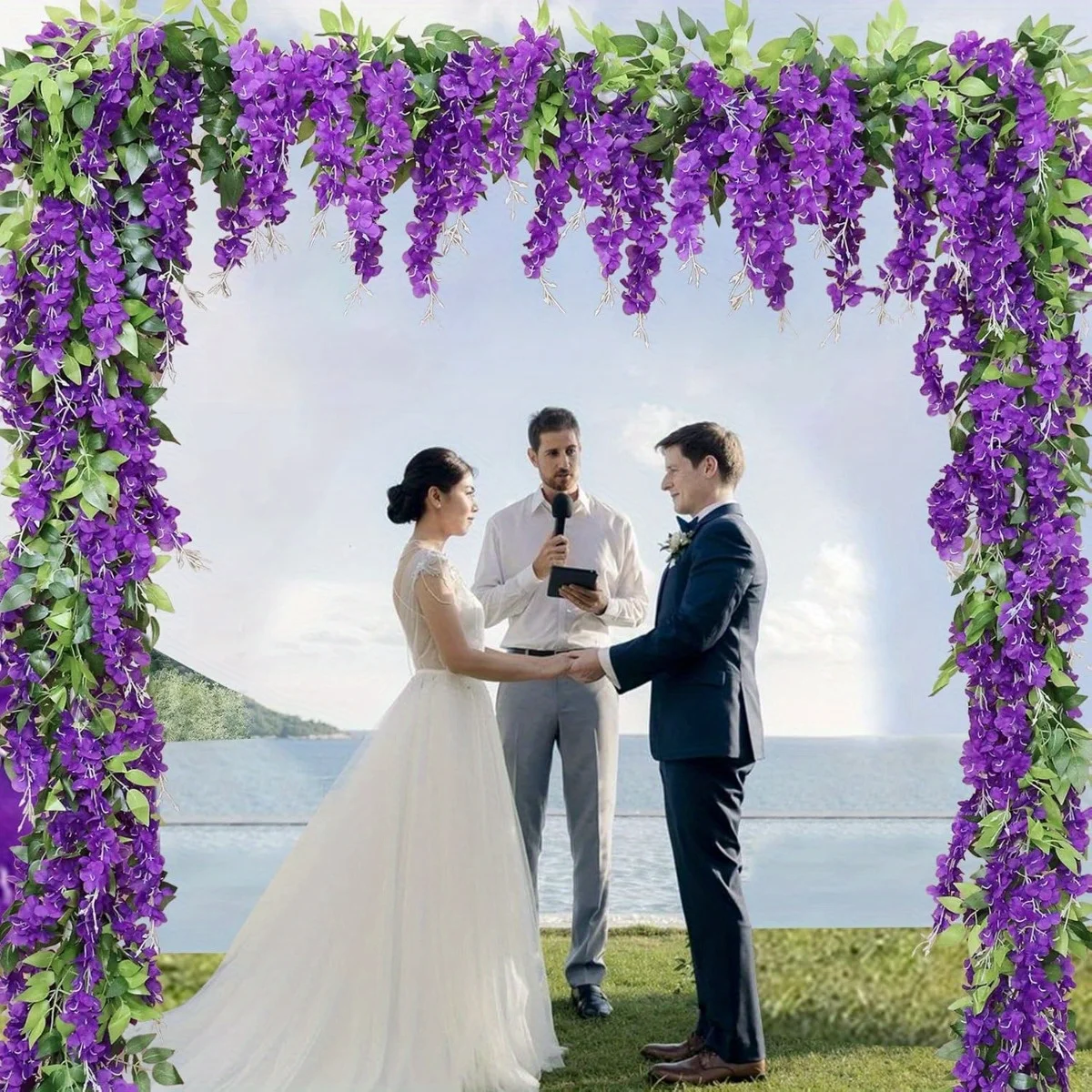 

4 Pcs Wisteria Artificial Flowers Garlands, 5.9ft/ Piece Silk Fake Wisteria Vine, Hanging Flower for House Outdoor