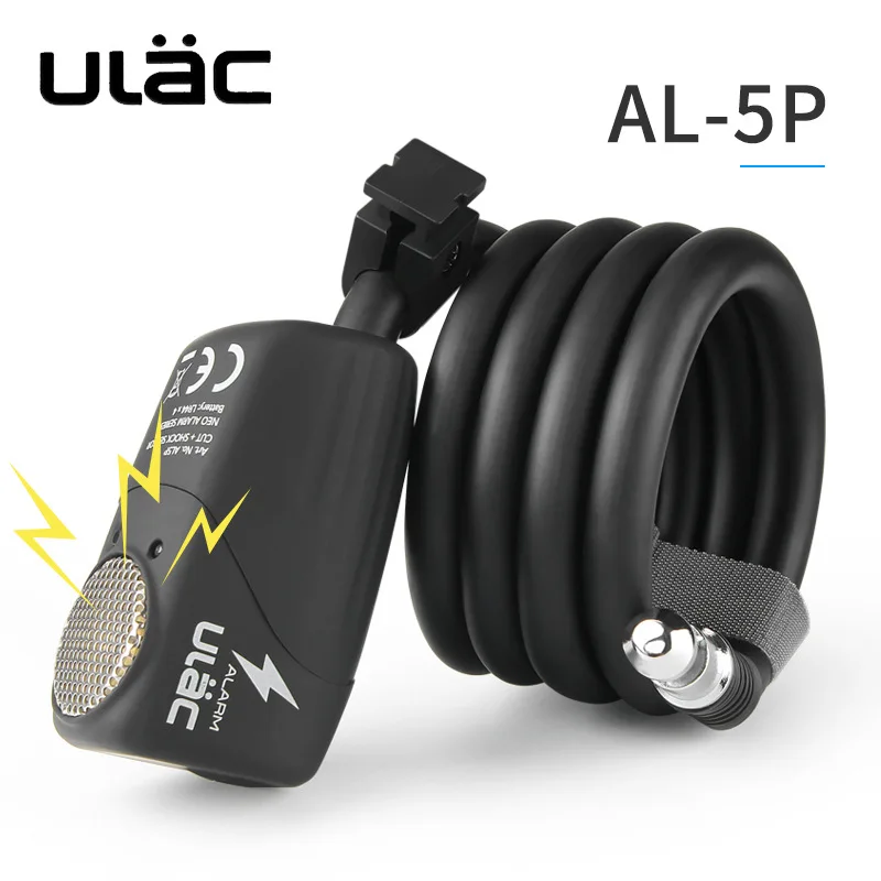 

ULAC Bike Lock 110dB Bicycle Electronic Alarm Lock Cycling Bike Steel Cable Lock Anti-Theft Bike Locker Road Bike Safe Wire Lock