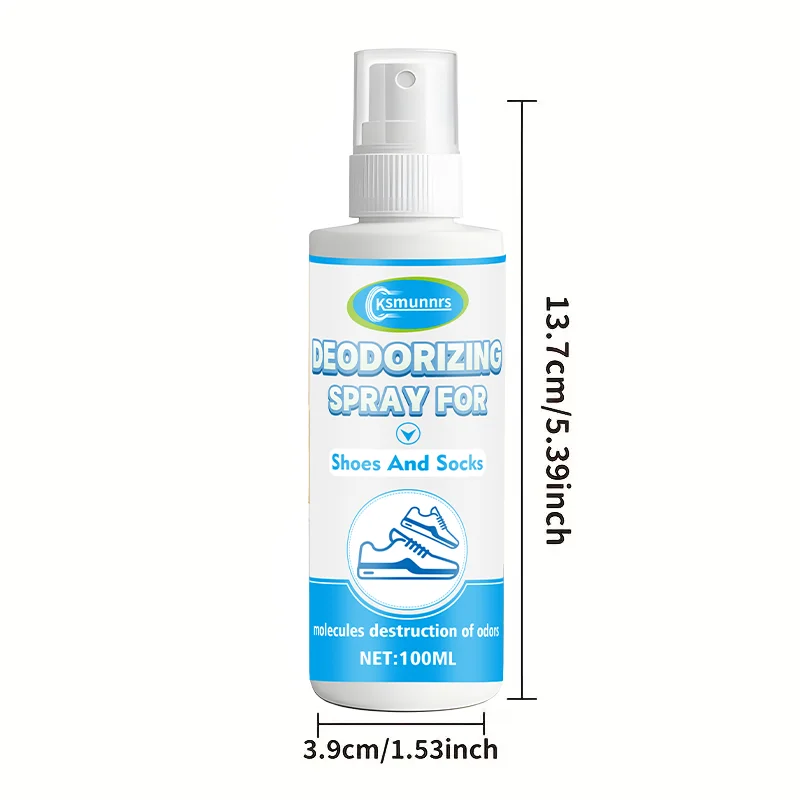 3.38oz Quick Effect Shoe Sock Deodorant Spray, Natural Mint Green, Long-Lasting, Odor Eliminator, PVC Bottle