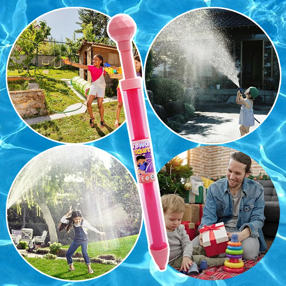 4PCS Fireworks Spray Toy Pull-Back Water Gun Outdoor Splash Games for Pool Lawn Activities Kid Summer Interactive Beach Gift