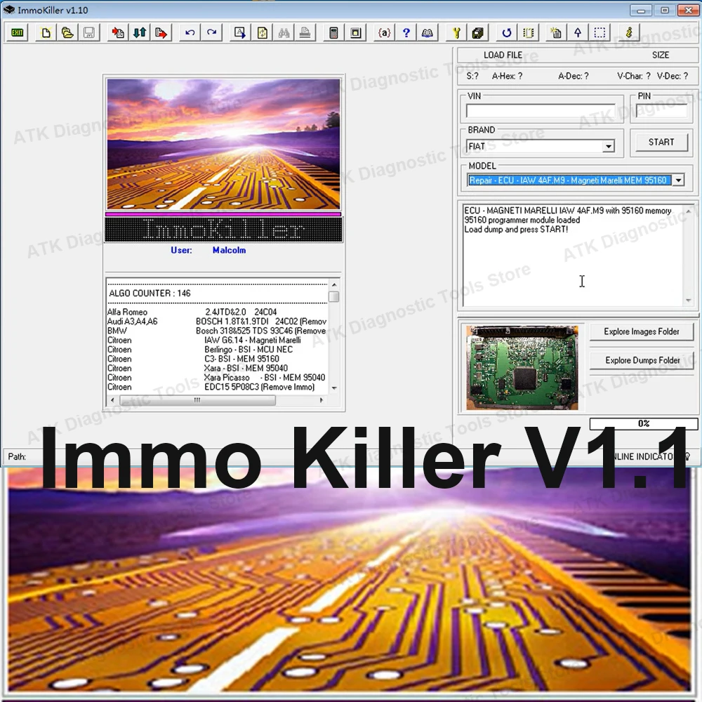 

ImmoKiller V1.10 New IMMO Off Software v1.1 Immo Killer ECU Programmer Tool for Car Repairing Passing Virigining the Immobilizer