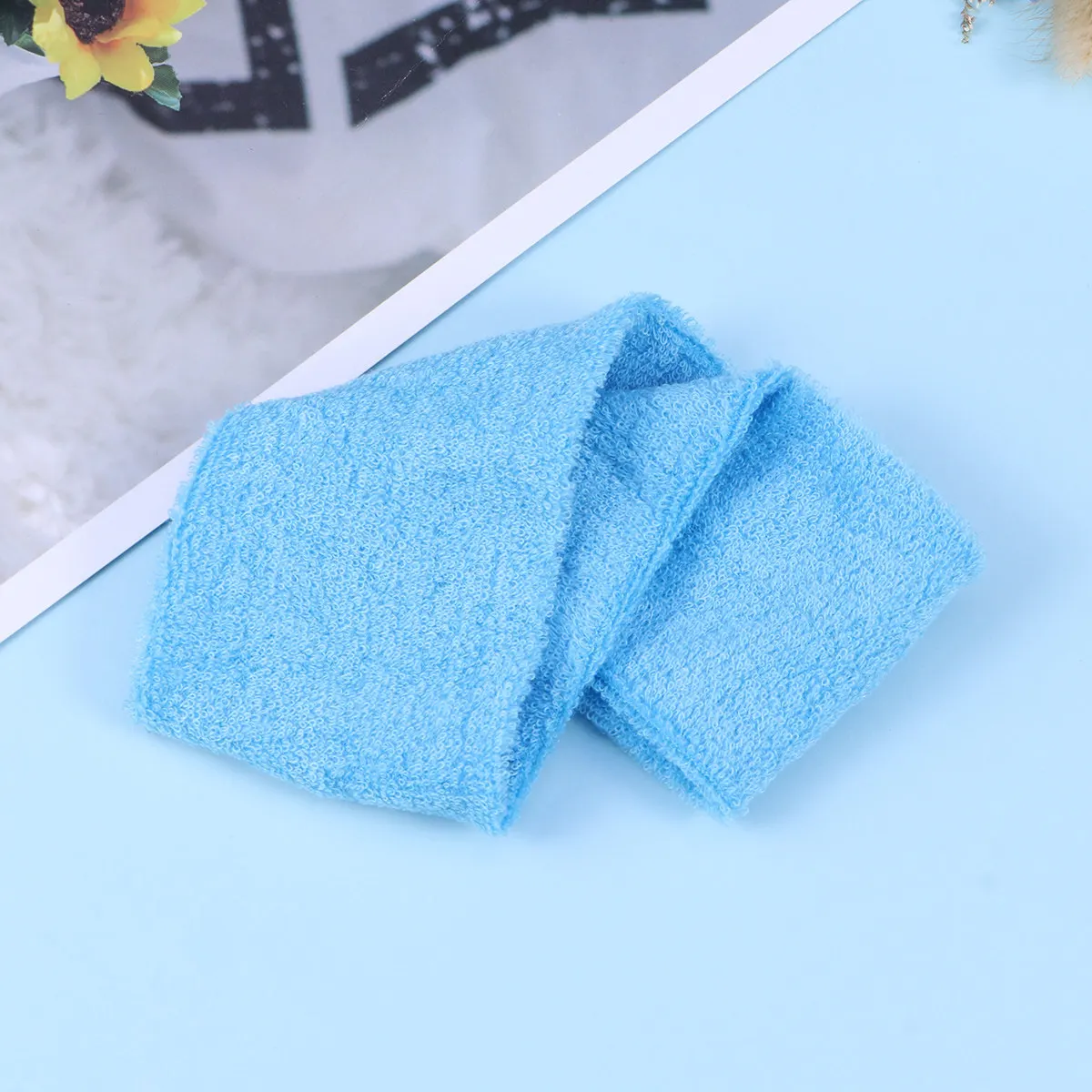 

Sky Blue Adjustable Cloth Yoga Headband Sports Sweatband Spa Facial Makeup Wrap Headband Reusable Breathable